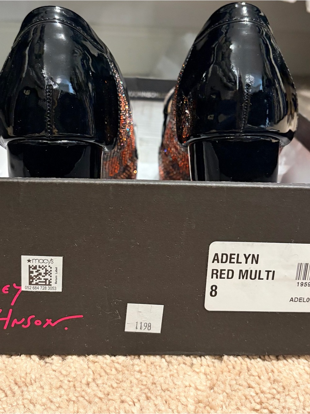 Betsey Johnson Red and Black Glitter Platform Loafer Heels - Picture 8 of 8